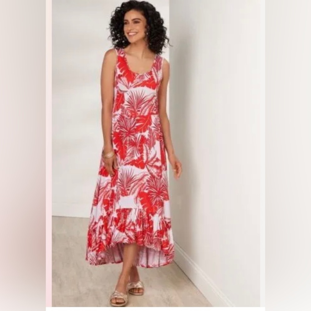 Soft Surroundings Lilo Palm Maxi Dress 2x NWOT